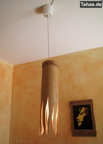 Bambuslampe aus Bambusrohr als Hängelampe Produktfoto